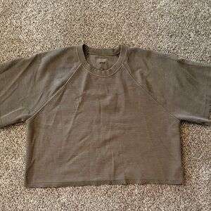 Aerie Olive Ribbed Knit Top